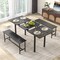 Modern Wooden 3 Piece Dining Table Set for 4-6 with 2 Benches – Sturdy, Space-Saving Design